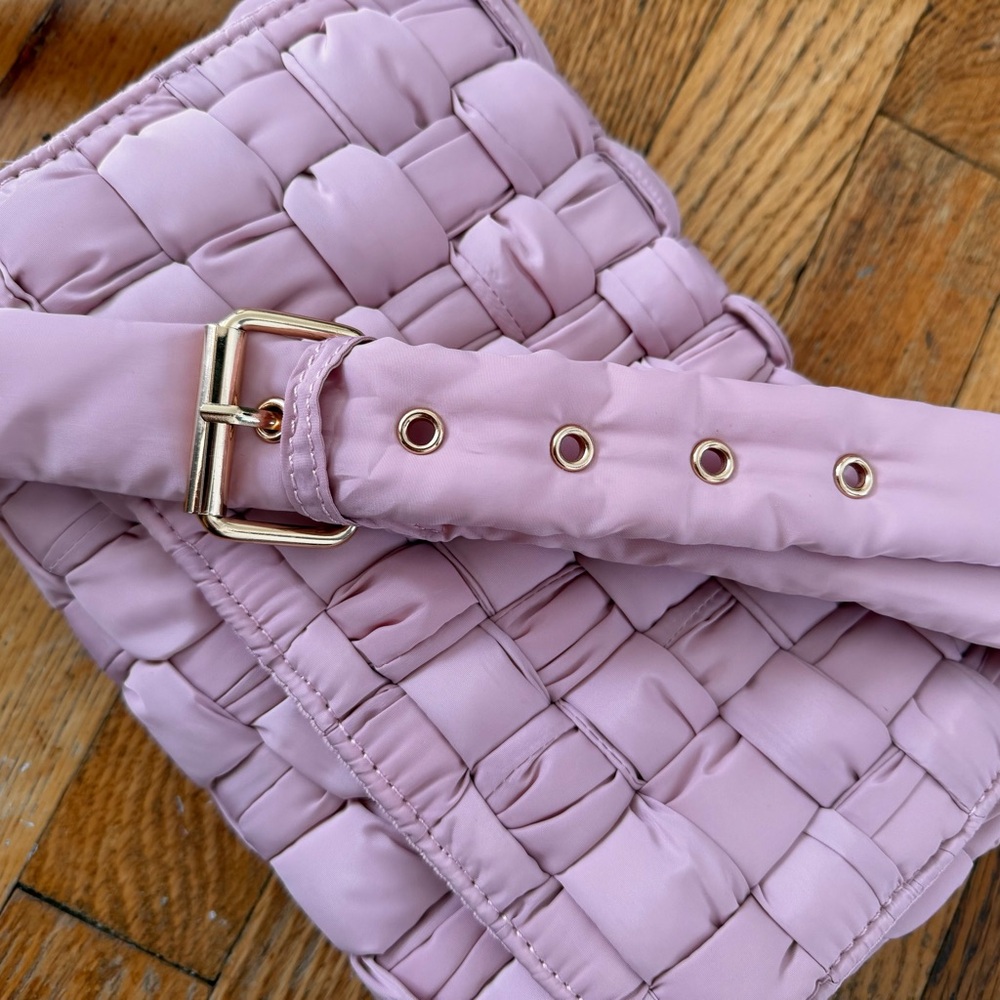 Anthropologie pink nylon woven crossbody bag